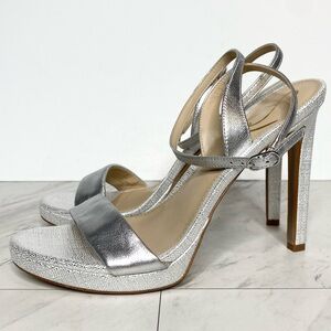 Sam Edelman Jade Silver Leather Heeled Sandal 8 1/2